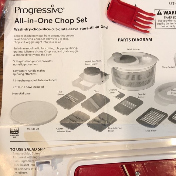 Chopper Set & salad spinner. Red and white. New original packaging - Picture 4 of 8